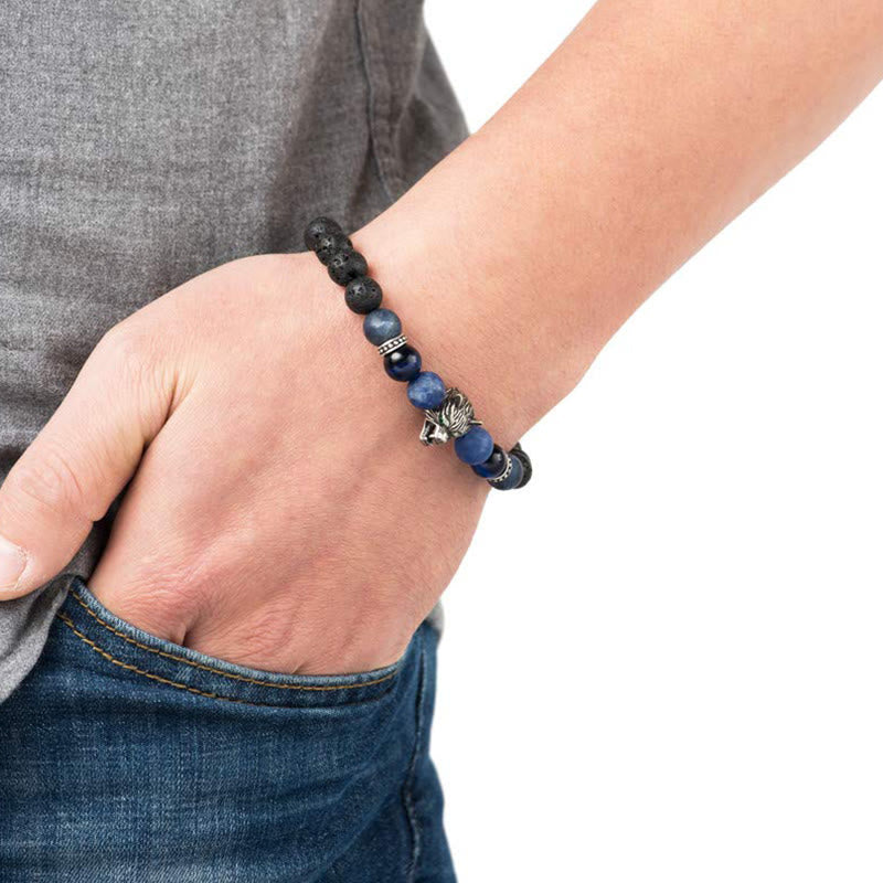 Olivenorma Fenrir Wolf Head Inner-Strength Protection Gemstone Bracelet - image 1