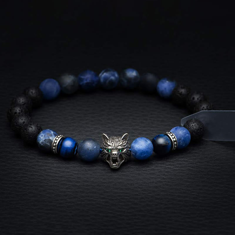 Olivenorma Fenrir Wolf Head Inner-Strength Protection Gemstone Bracelet - image 3