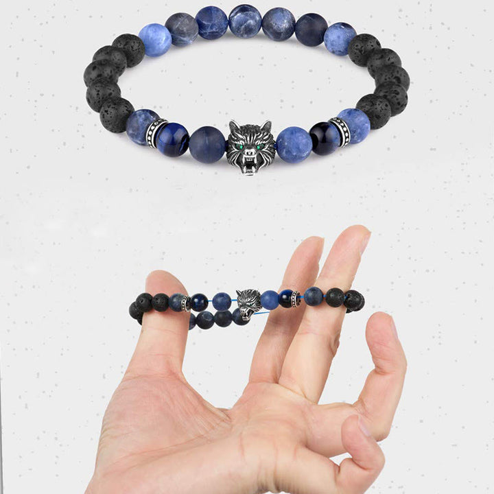 Olivenorma Fenrir Wolf Head Inner-Strength Protection Gemstone Bracelet - image 2