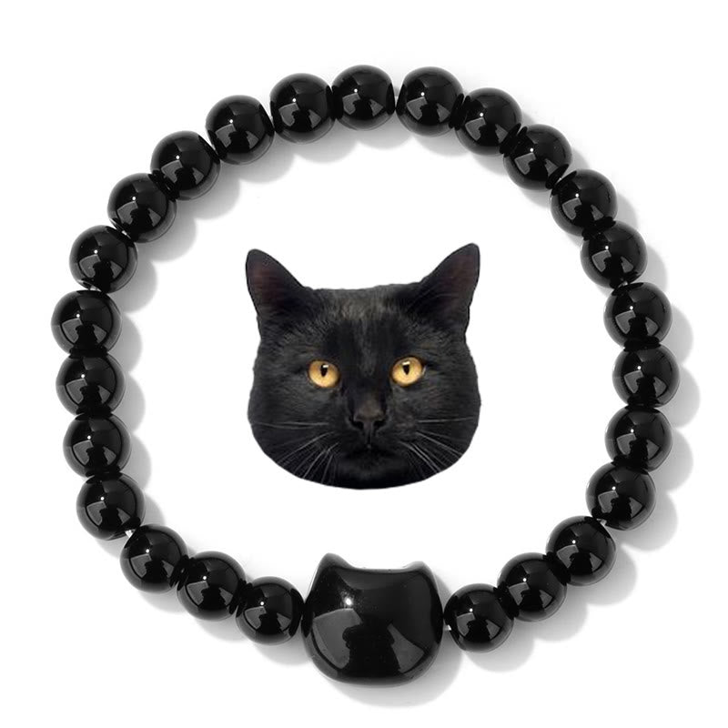 Olivenorma Mystic Meow Charm Crystal Bracelet - Obsidian - image 4