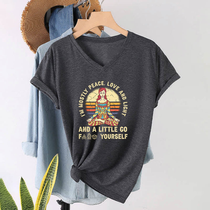 Olivenorma "I'm Mostly Peace, Love and Light" Yoga T-Shirt - image 17