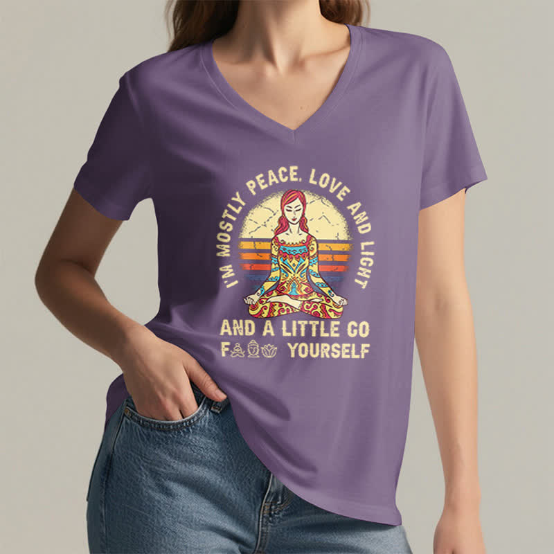 Olivenorma "I'm Mostly Peace, Love and Light" Yoga T-Shirt - image 36
