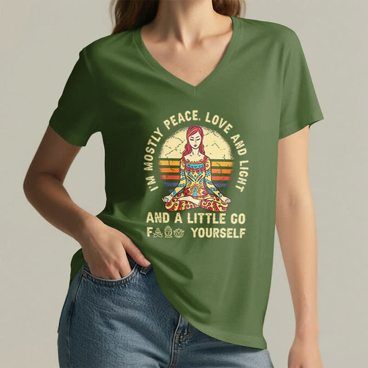 Olivenorma "I'm Mostly Peace, Love and Light" Yoga T-Shirt - image 13