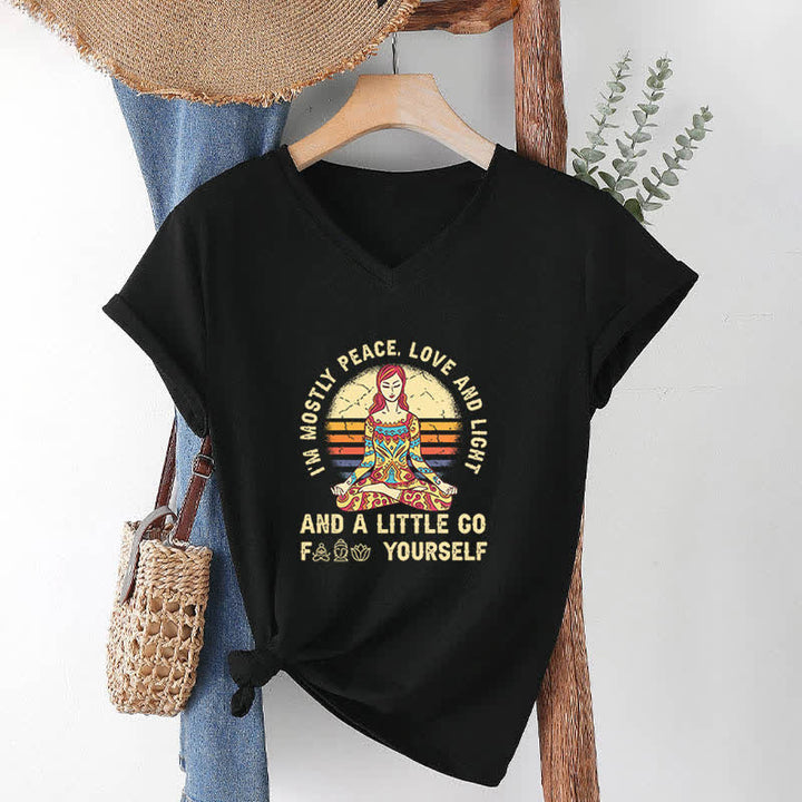 Olivenorma "I'm Mostly Peace, Love and Light" Yoga T-Shirt - image 2