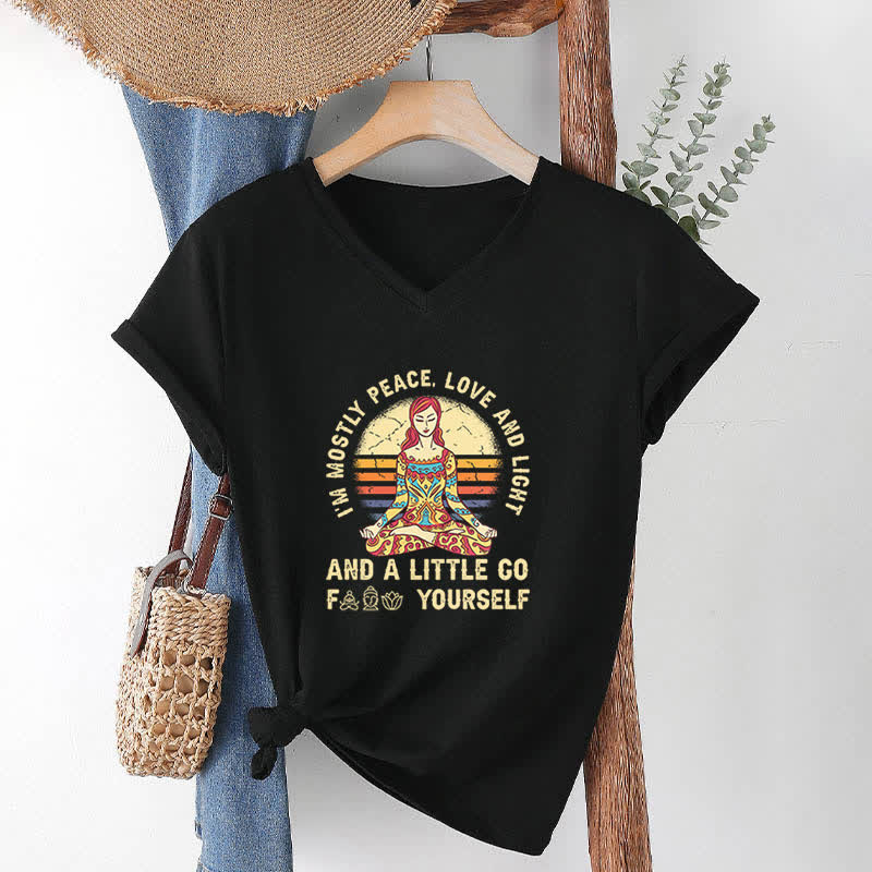 Olivenorma "I'm Mostly Peace, Love and Light" Yoga T-Shirt - image 2