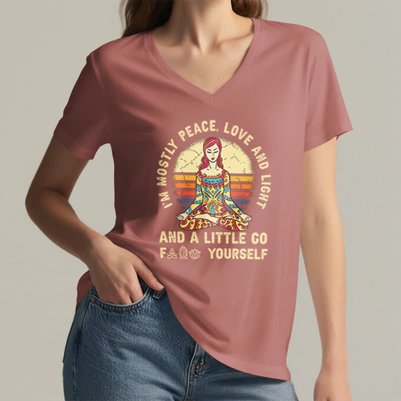 Olivenorma "I'm Mostly Peace, Love and Light" Yoga T-Shirt - image 25