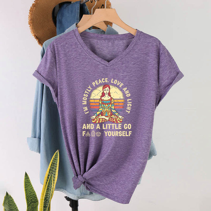 Olivenorma "I'm Mostly Peace, Love and Light" Yoga T-Shirt - image 37