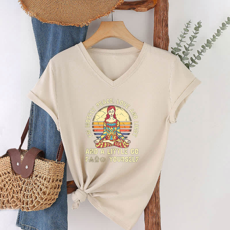 Olivenorma "I'm Mostly Peace, Love and Light" Yoga T-Shirt - image 32