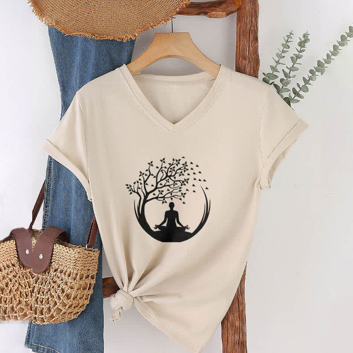 Olivenorma Yoga Meditation Pilates Namaste V-Neck T-Shirt - image 22