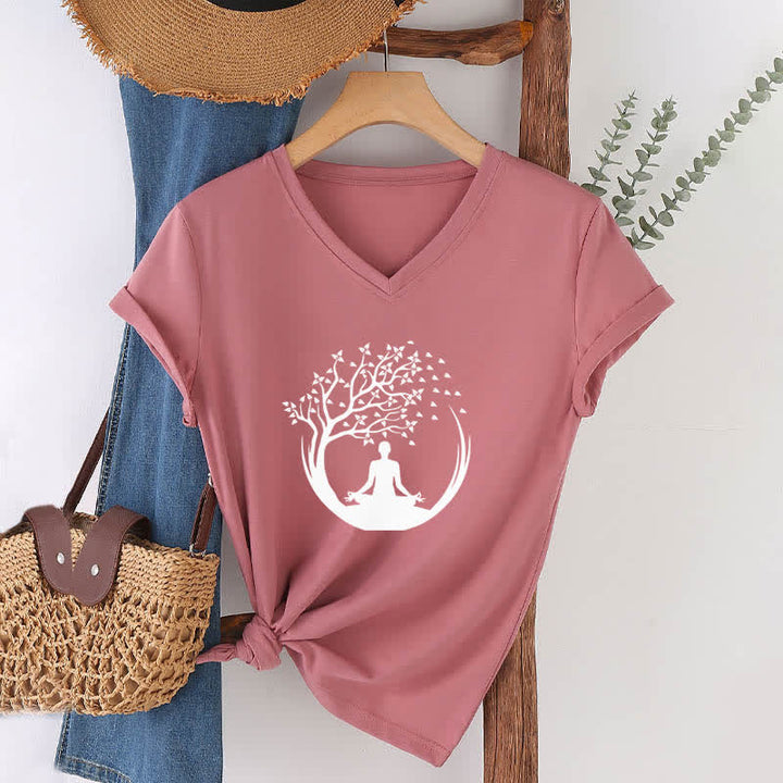 Olivenorma Yoga Meditation Pilates Namaste V-Neck T-Shirt - image 18