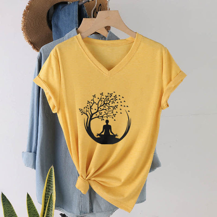Olivenorma Yoga Meditation Pilates Namaste V-Neck T-Shirt - image 16