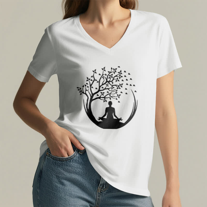 Olivenorma Yoga Meditation Pilates Namaste V-Neck T-Shirt - image 1