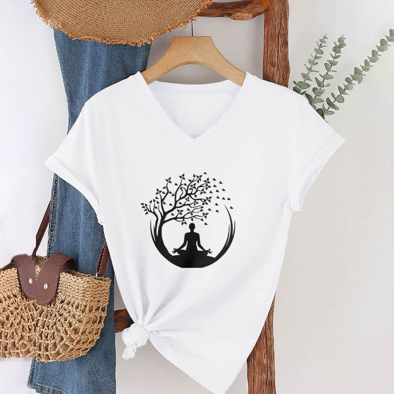 Olivenorma Yoga Meditation Pilates Namaste V-Neck T-Shirt - image 2