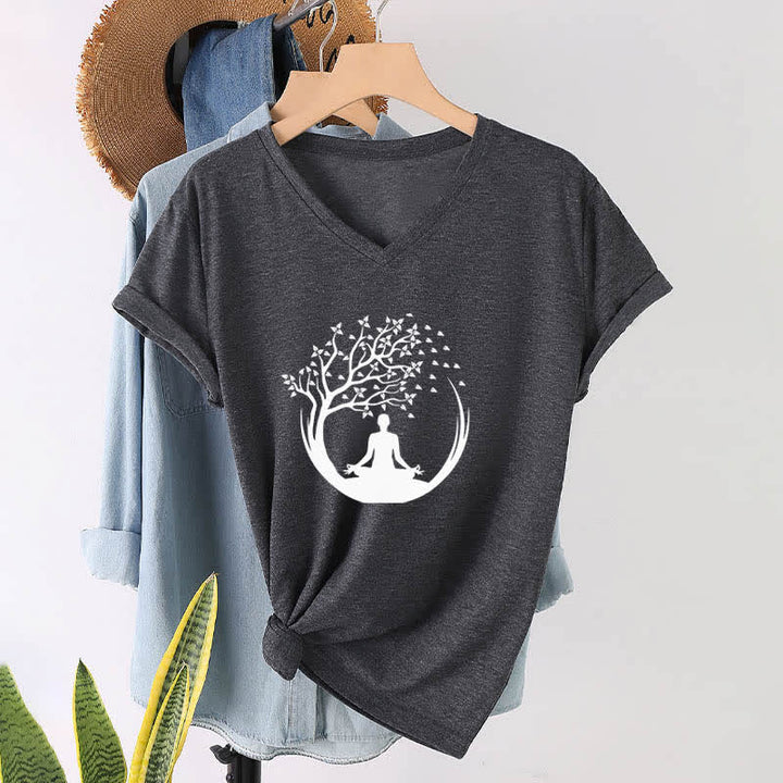 Olivenorma Yoga Meditation Pilates Namaste V-Neck T-Shirt - image 10