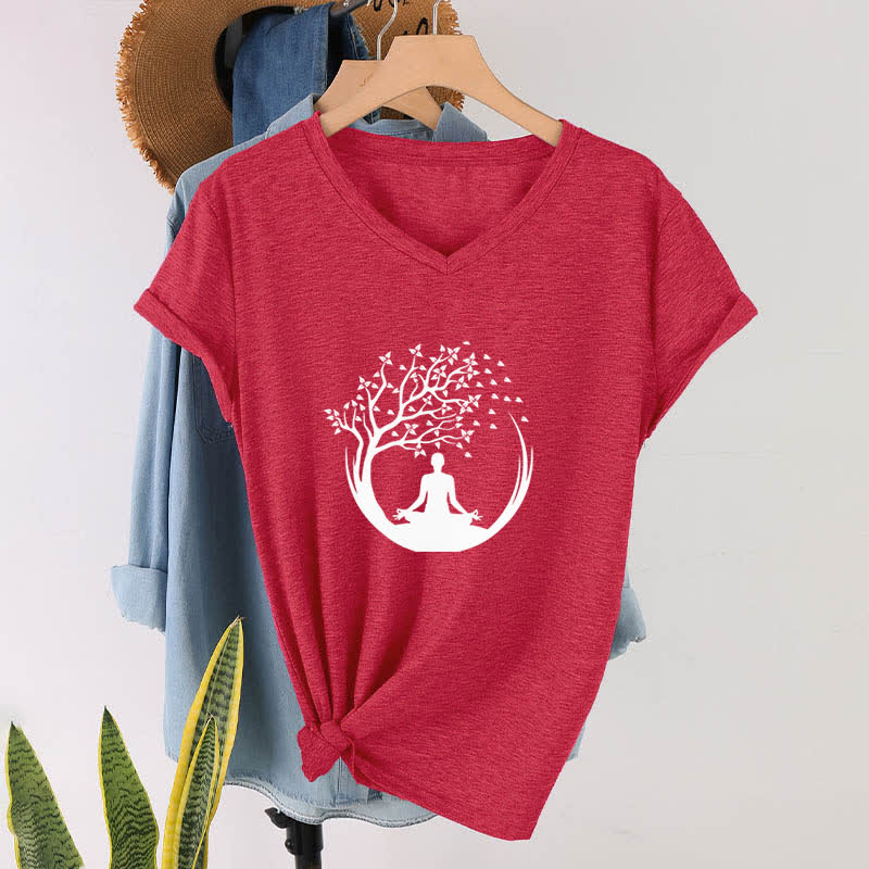 Olivenorma Yoga Meditation Pilates Namaste V-Neck T-Shirt - image 14