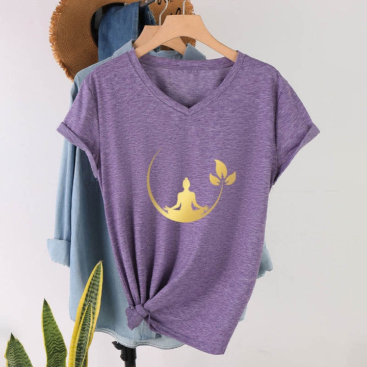 Olivenorma Yoga Lotus Buddha Meditation V-Neck T-Shirt - image 28