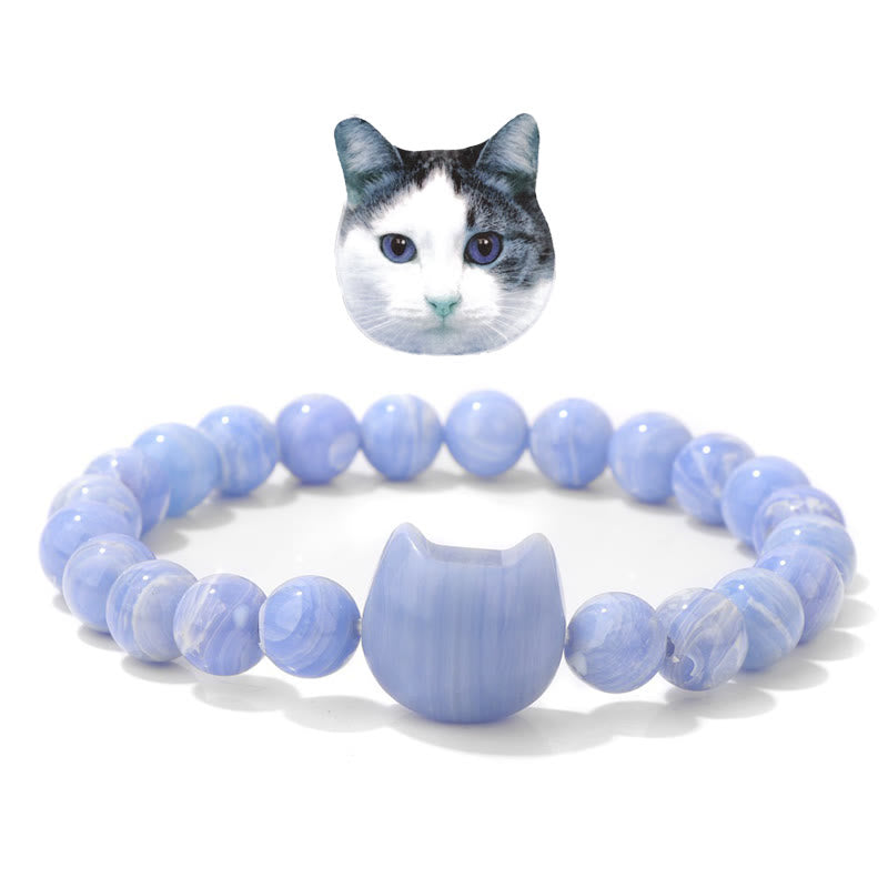 Olivenorma Mystic Meow Charm Crystal Bracelet - Blue Chalcedony - image 16