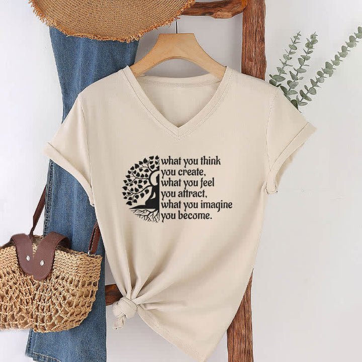 Olivenorma "What You Think You Create" V-Neck T-Shirt - Khaki - 2XL - image 20