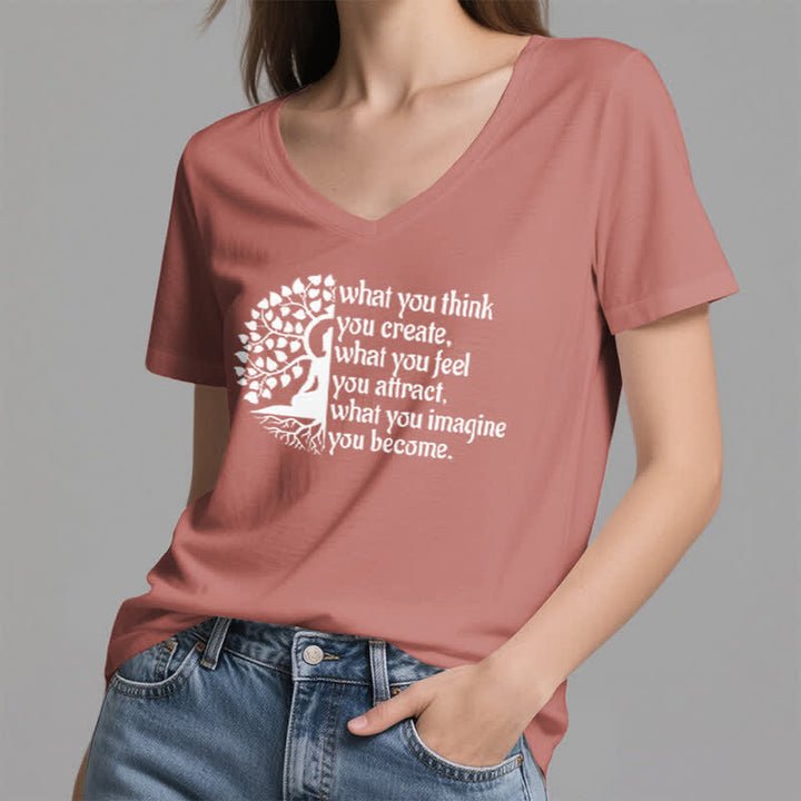 Olivenorma "What You Think You Create" V-Neck T-Shirt - image 17