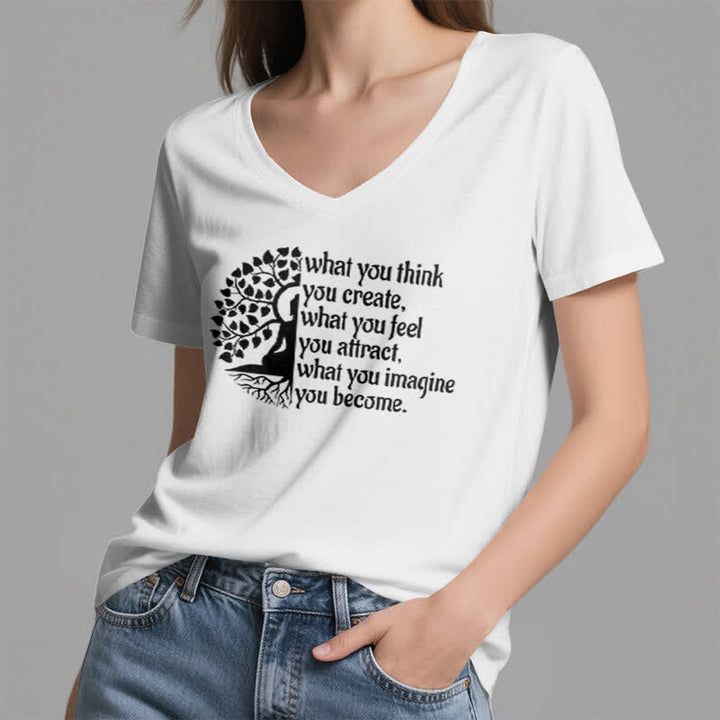 Olivenorma "What You Think You Create" V-Neck T-Shirt - image 1