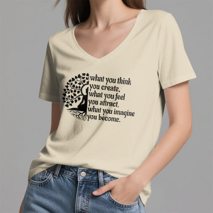 Olivenorma "What You Think You Create" V-Neck T-Shirt - image 21