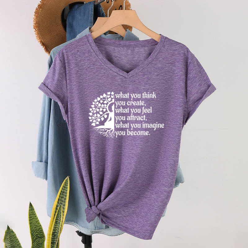 Olivenorma "What You Think You Create" V-Neck T-Shirt - Purple - 2XL - image 24