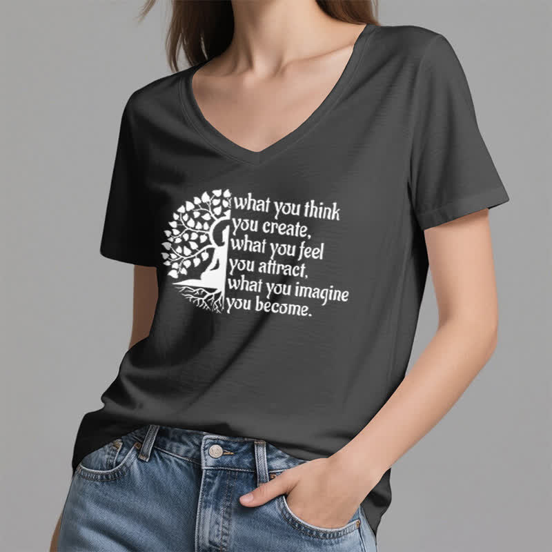 Olivenorma "What You Think You Create" V-Neck T-Shirt - image 9