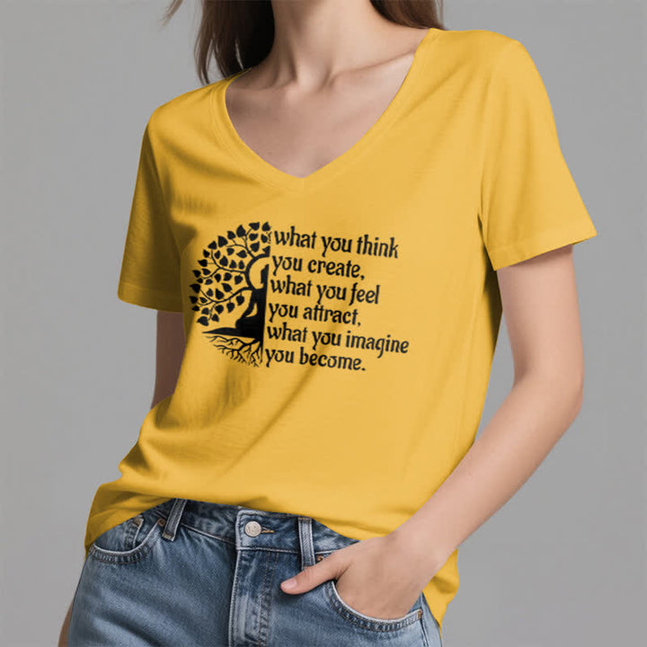 Olivenorma "What You Think You Create" V-Neck T-Shirt - image 15