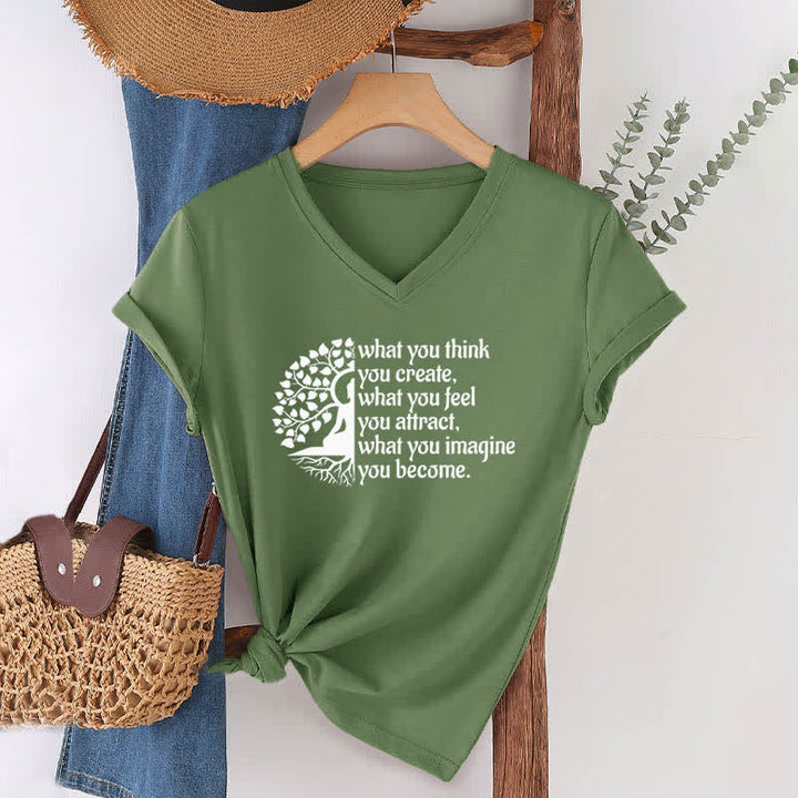 Olivenorma "What You Think You Create" V-Neck T-Shirt - Olive Green - 2XL - image 6