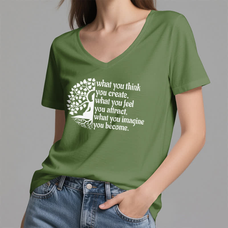 Olivenorma "What You Think You Create" V-Neck T-Shirt - image 7