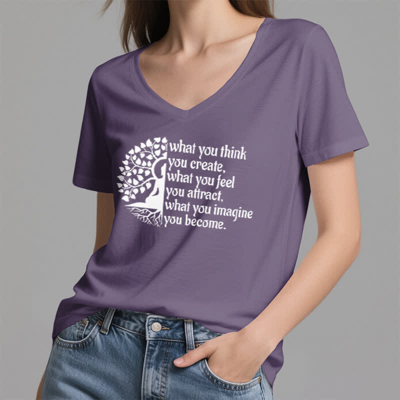Olivenorma "What You Think You Create" V-Neck T-Shirt - image 25