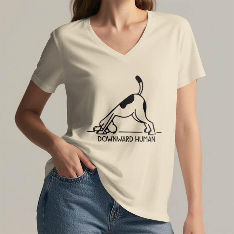 Olivenorma Downward-Facing Dog Yoga V-Neck T-Shirt - image 21