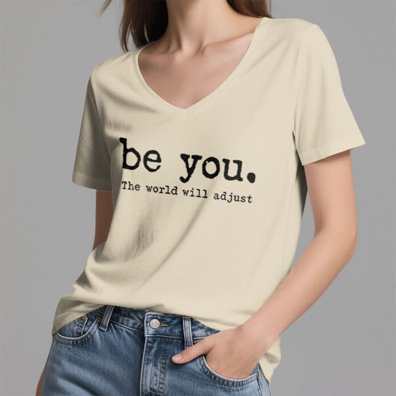 Olivenorma "Be You The World Will Adjust" V-Neck T-Shirt - image 23