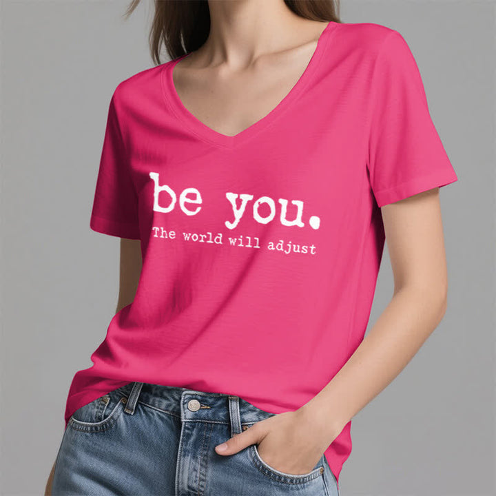 Olivenorma "Be You The World Will Adjust" V-Neck T-Shirt - image 21
