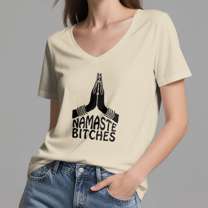 Olivenorma Funny Namaste Meditation Yoga V-Neck T-Shirt - image 22