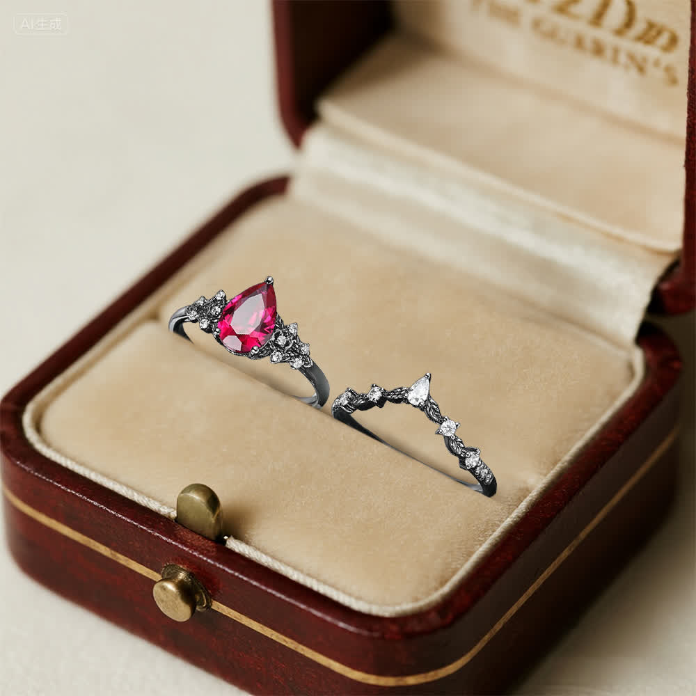 Olivenorma The Guardian's Crown Garnet & Obsidian Ring - image 3