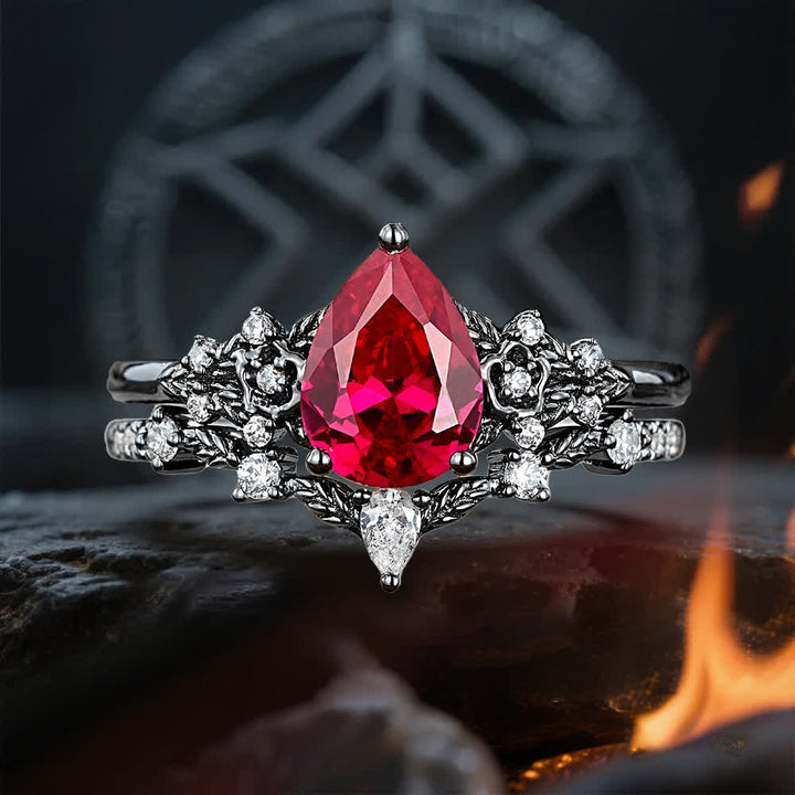 Olivenorma The Guardian's Crown Garnet & Obsidian Ring - Garnet - US 10 - image 0