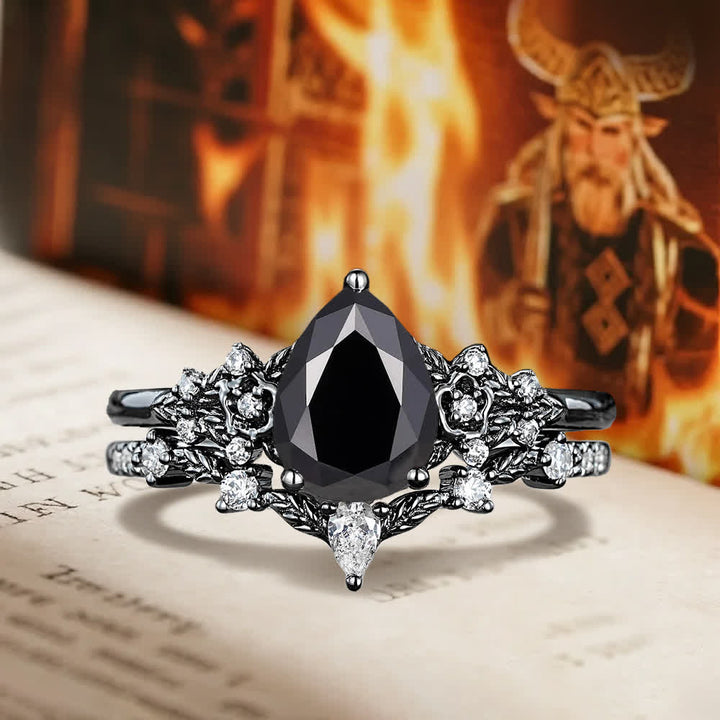 Olivenorma The Guardian's Crown Garnet & Obsidian Ring - Obsidian - US 10 - image 9