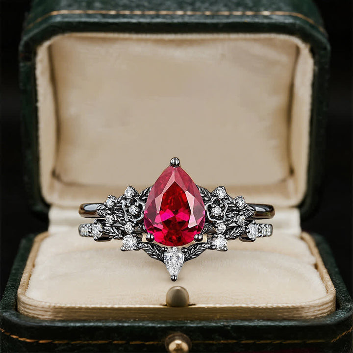 Olivenorma The Guardian's Crown Garnet & Obsidian Ring - image 2