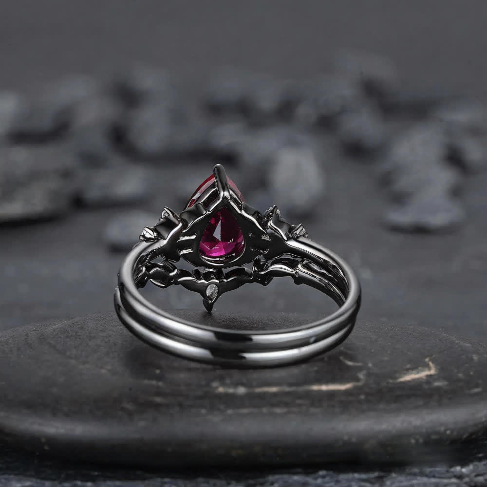 Olivenorma The Guardian's Crown Garnet & Obsidian Ring - image 7