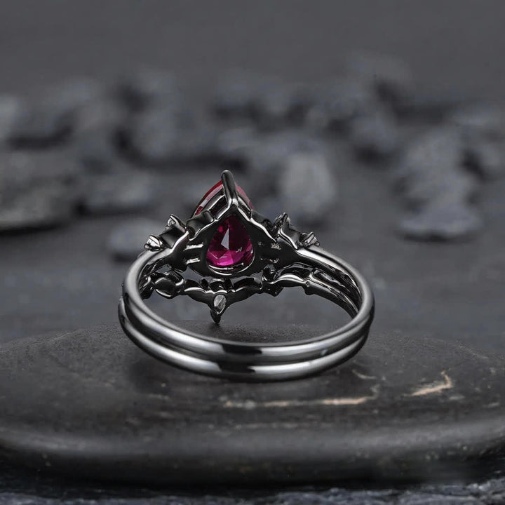 Olivenorma The Guardian's Crown Garnet & Obsidian Ring - image 7