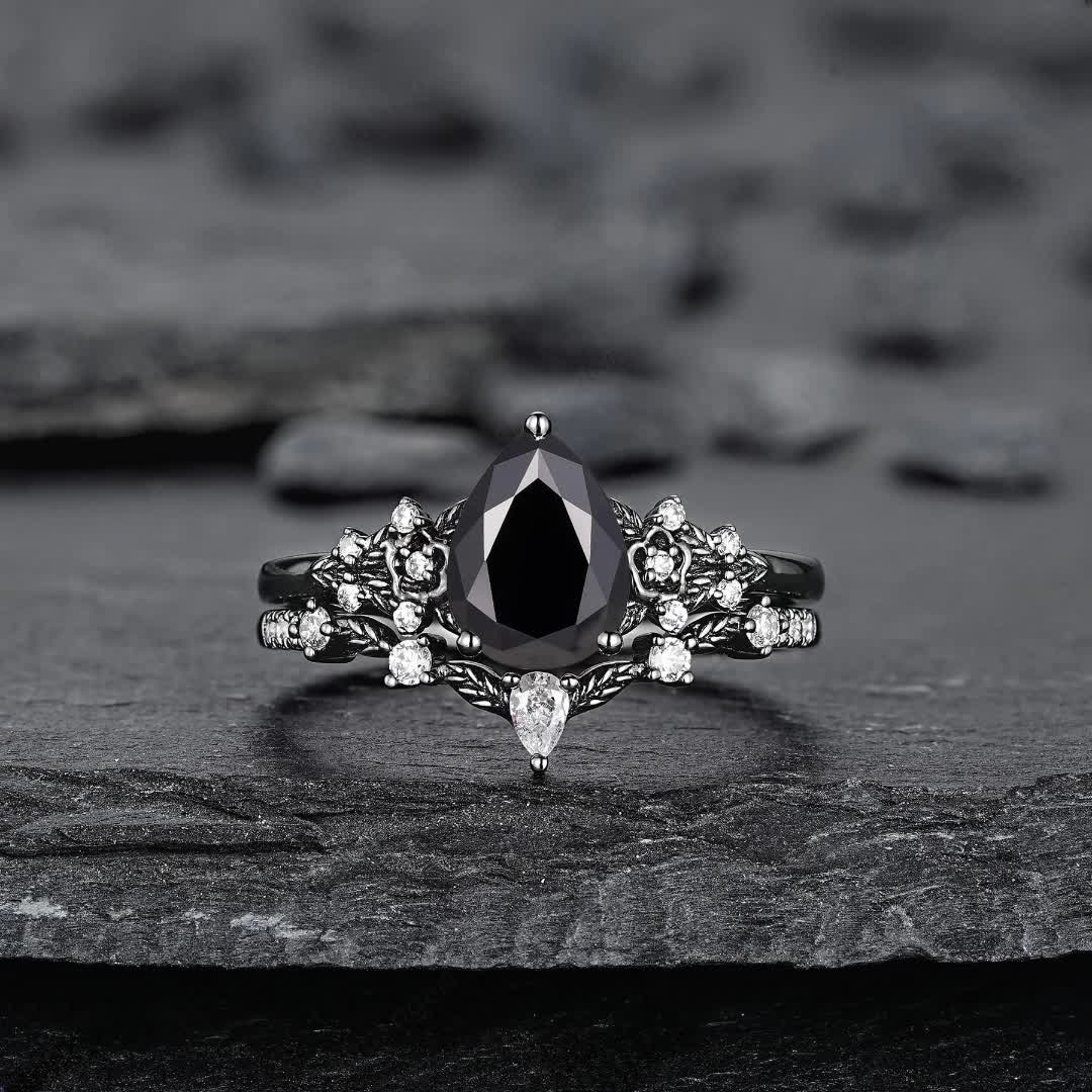 Olivenorma The Guardian's Crown Garnet & Obsidian Ring - image 15