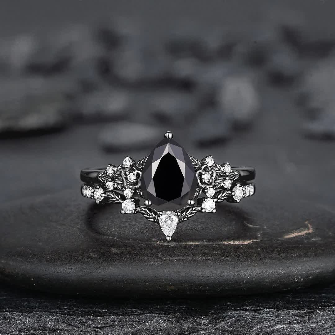 Olivenorma The Guardian's Crown Garnet & Obsidian Ring - image 12
