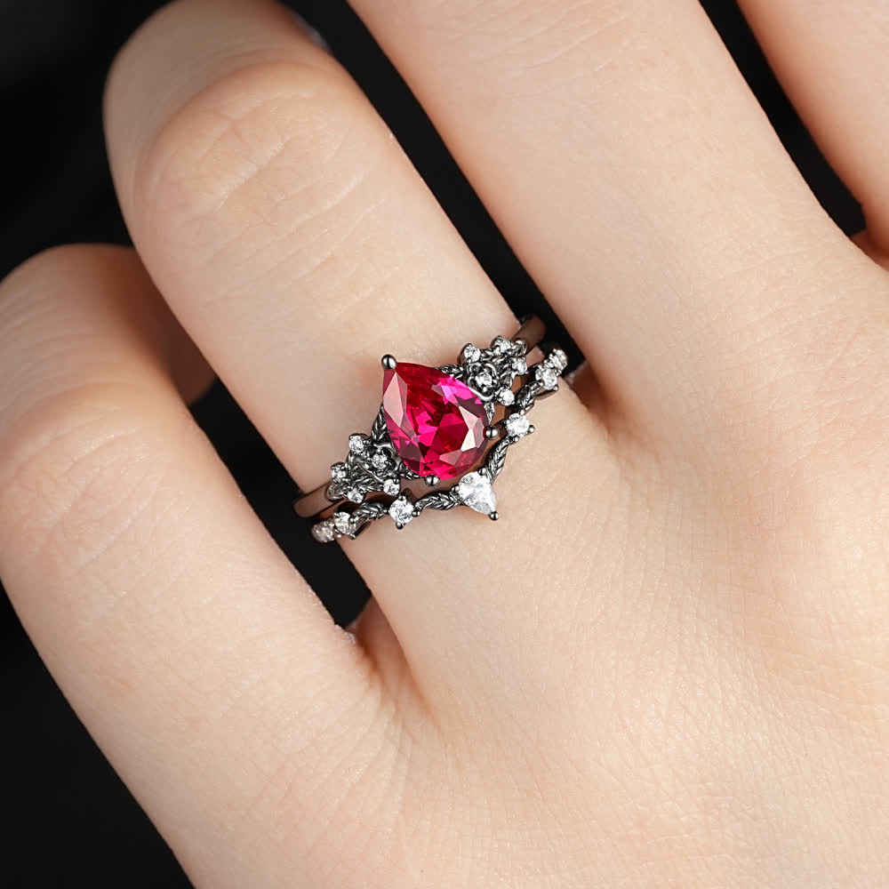 Olivenorma The Guardian's Crown Garnet & Obsidian Ring - image 1