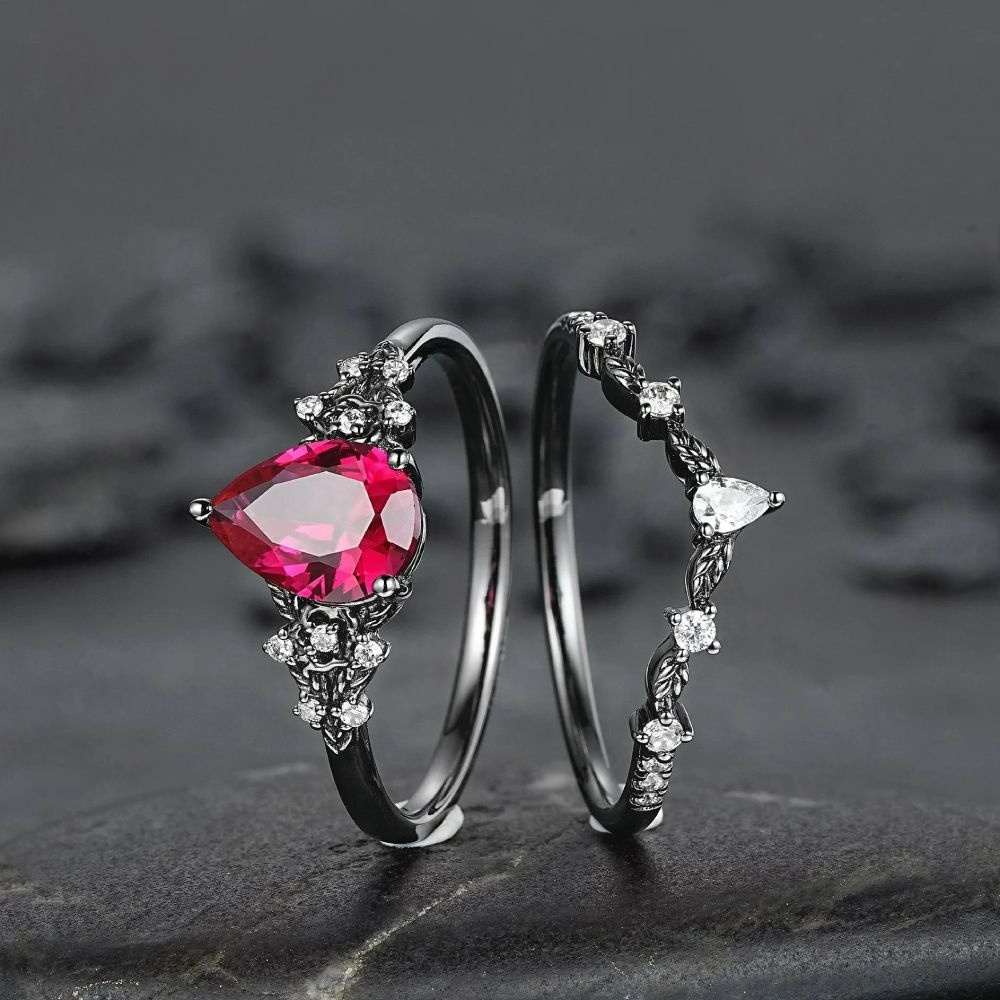 Olivenorma The Guardian's Crown Garnet & Obsidian Ring - image 5