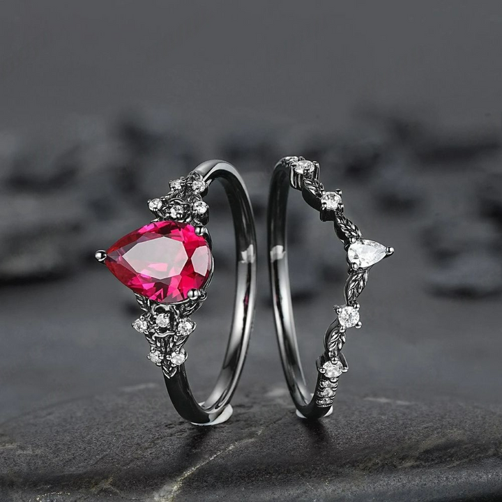 Olivenorma The Guardian's Crown Garnet & Obsidian Ring - image 5