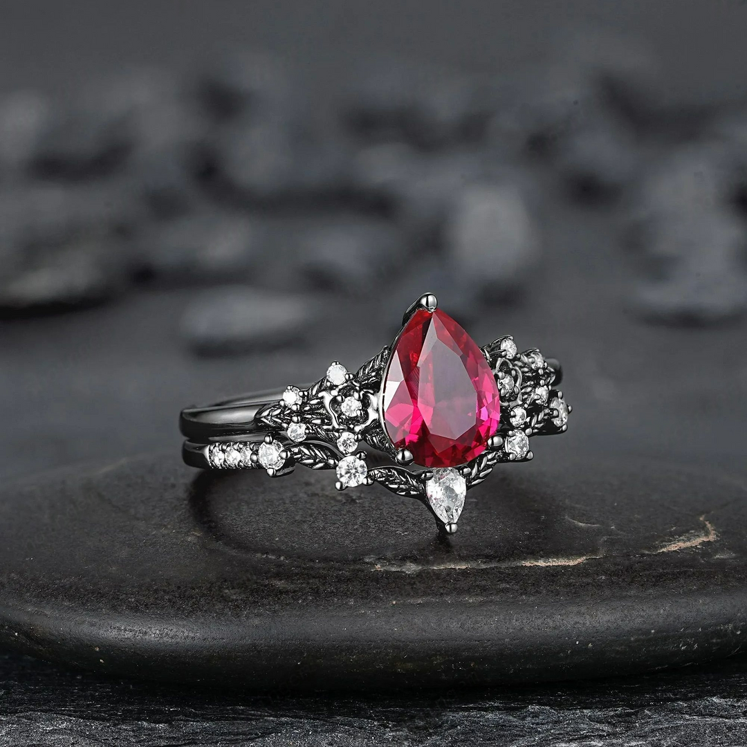 Olivenorma The Guardian's Crown Garnet & Obsidian Ring - image 6