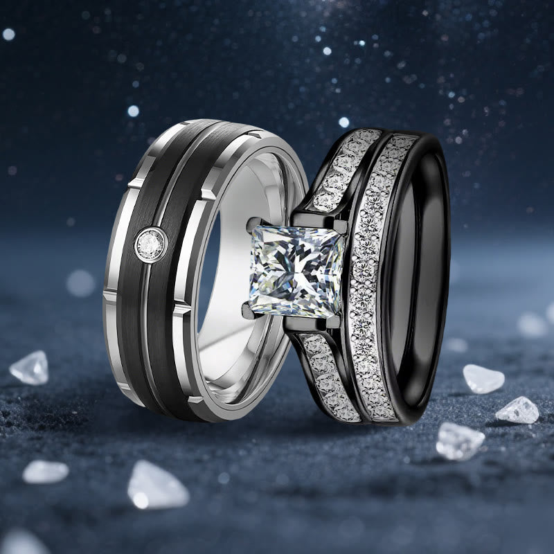 Olivenorma Orion Void Black Moissanite Couple Ring - image 0