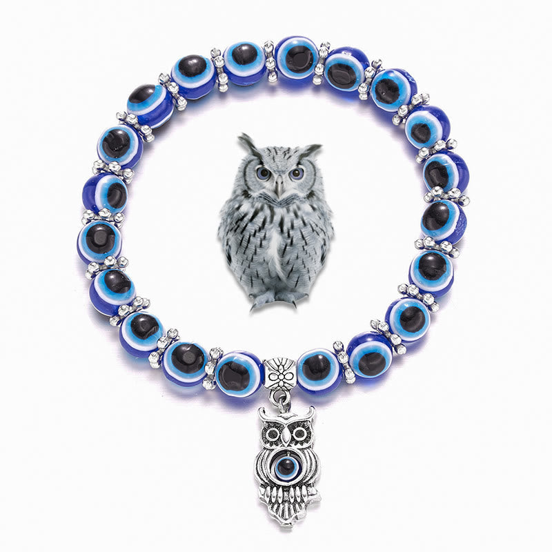 Olivenorma Double Guardians Evil Eye Animals Totem Beaded Bracelet - Owl - image 3
