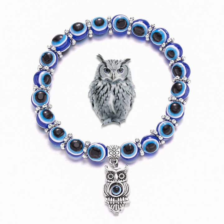 Olivenorma Double Guardians Evil Eye Animals Totem Beaded Bracelet - Owl - image 3